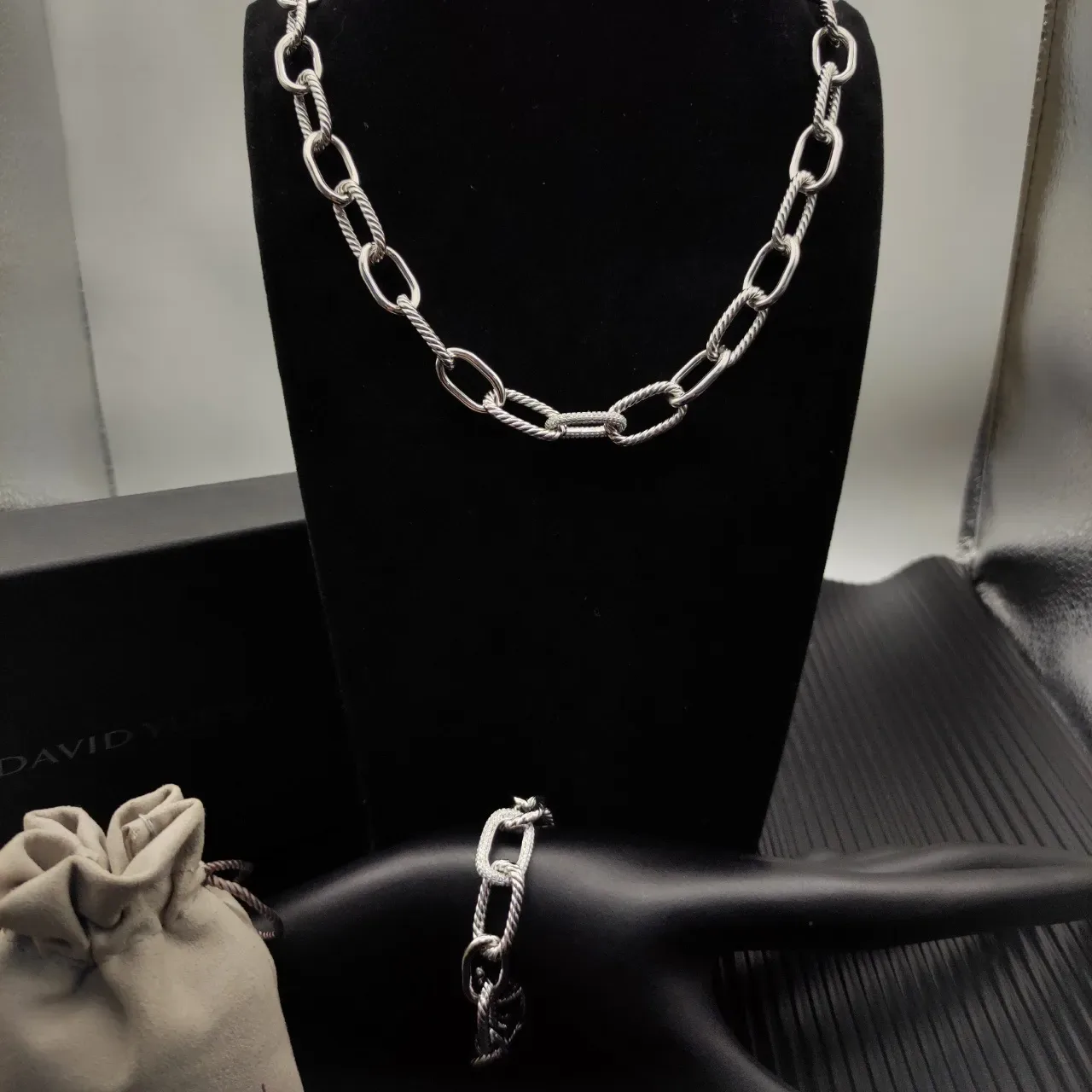 Silver Twisted Rope and Oval Link Chain Necklace 4