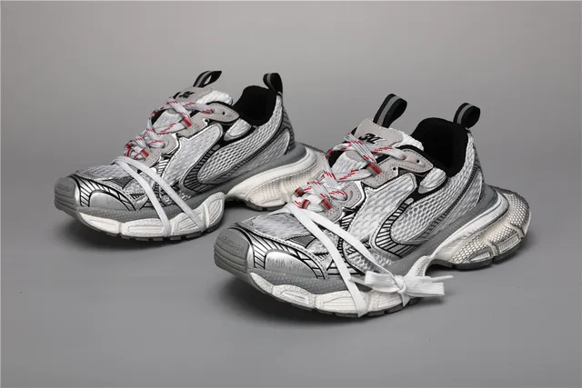 Silver White Black Red Chunky Sneakers 5