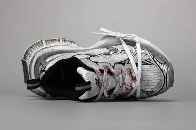 Silver White Black Red Chunky Sneakers 7