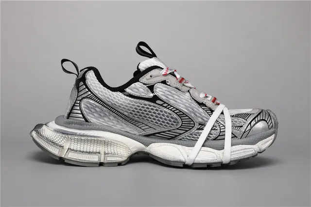 Silver White Black Red Chunky Sneakers 8