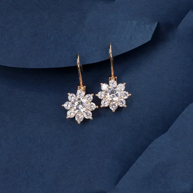 Silver White Floral Cluster Dangling Earrings 7