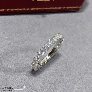 Silver White Full Eternity Band Shared-Prong Setting Ring