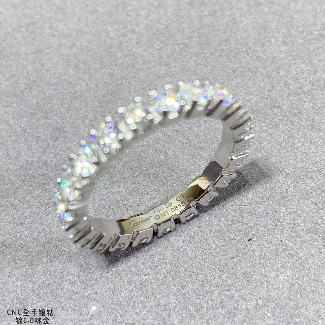 Silver White Full Eternity Band Shared-Prong Setting Ring 4
