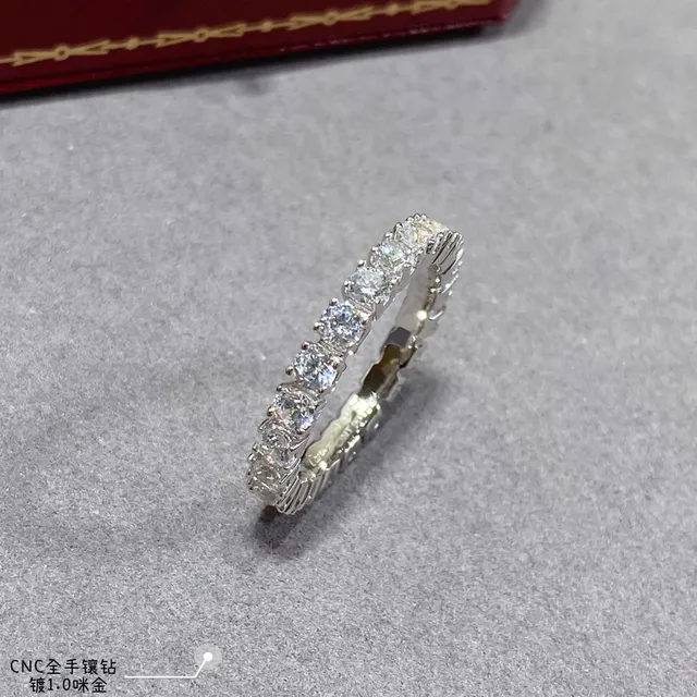 Silver White Full Eternity Band Shared-Prong Setting Ring 6