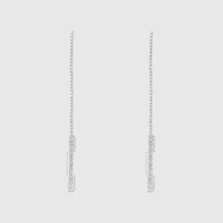 Silver White Linear Pavé Dangling Earrings