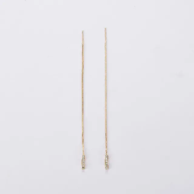 Silver White Linear Pavé Dangling Earrings 3