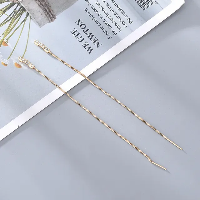 Silver White Linear Pavé Dangling Earrings 5