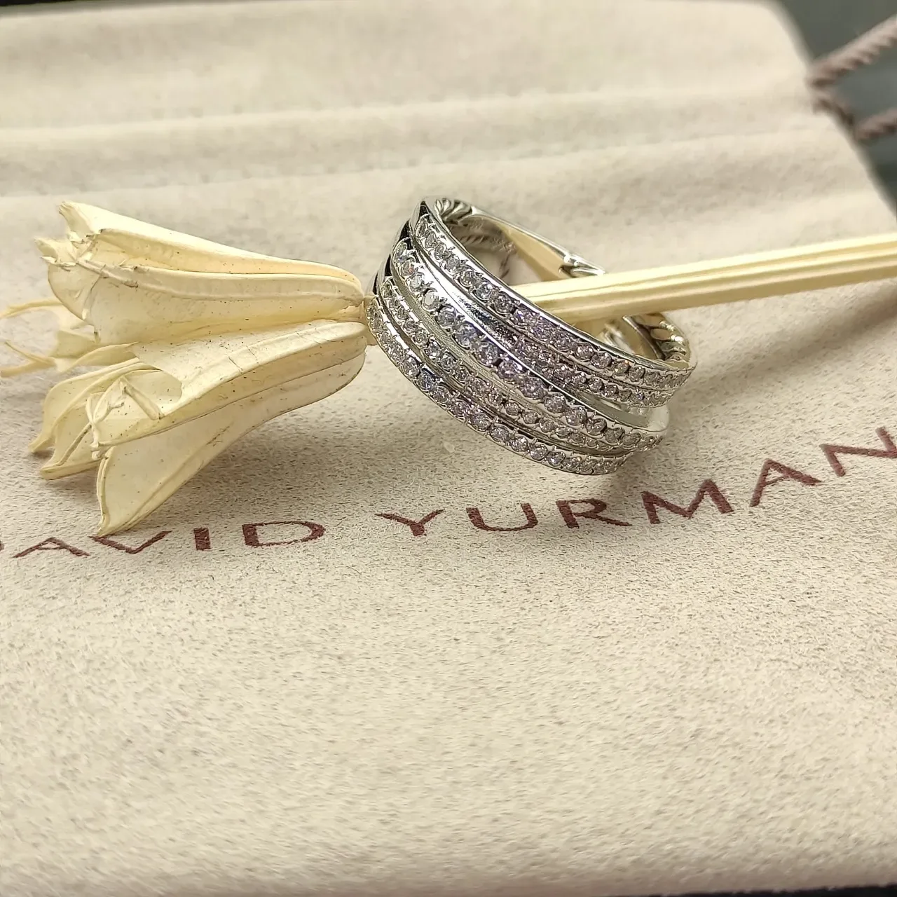 Silver White Stacked Eternity Bands Pavé-Set Diamonds Ring 3