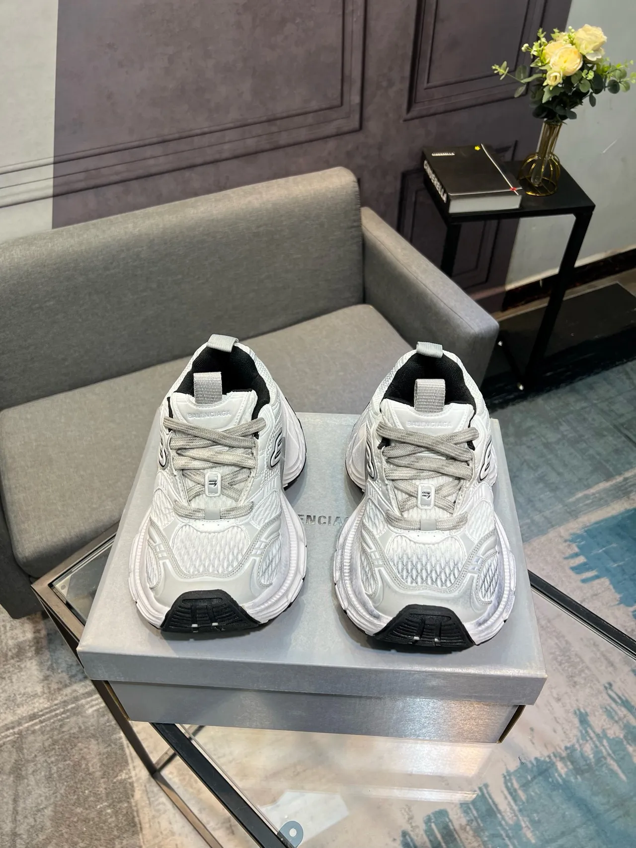 Skechers White Black Midsole Mesh Upper Chunky Sneakers 2
