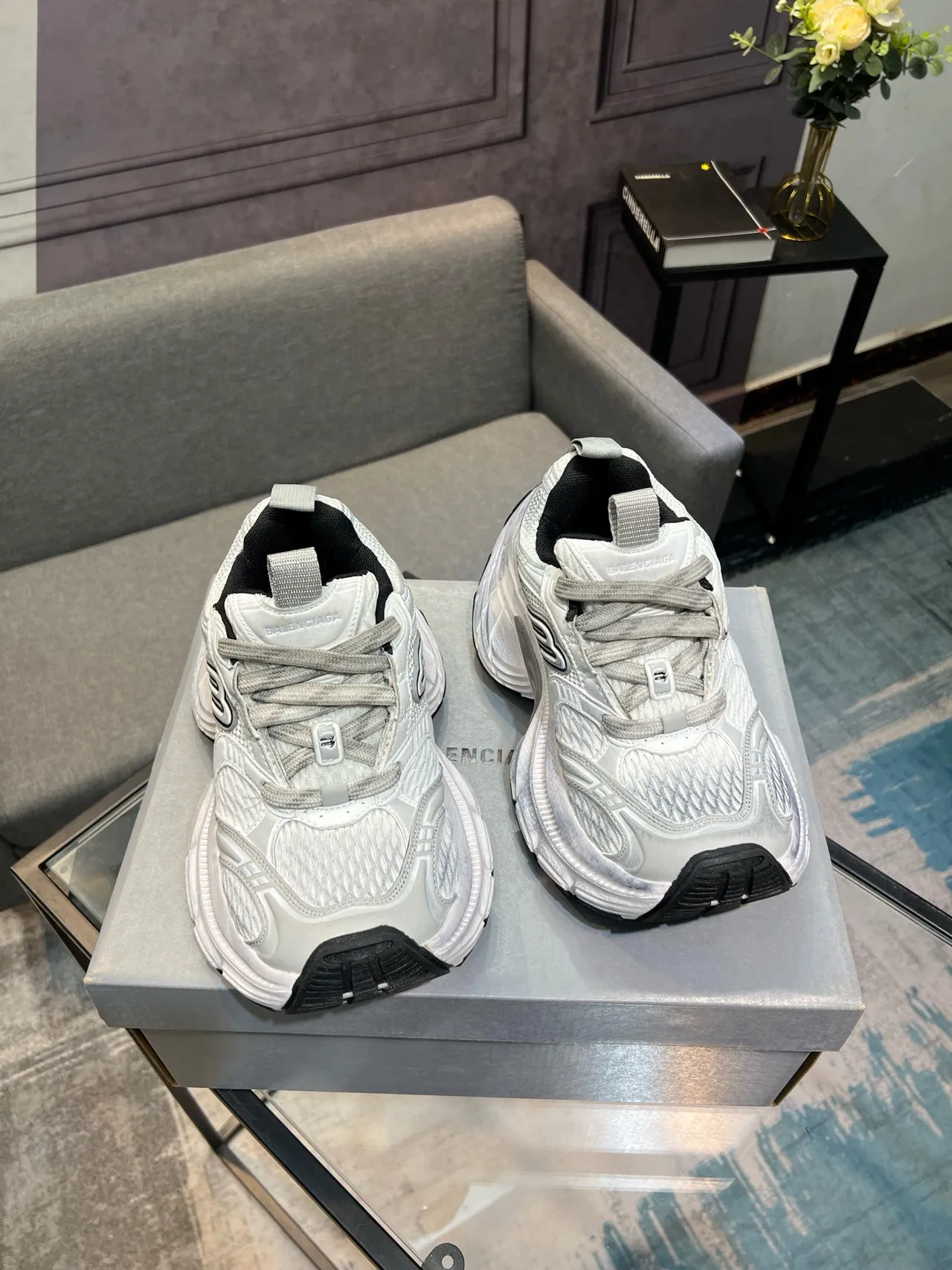 Skechers White Black Midsole Mesh Upper Chunky Sneakers 5