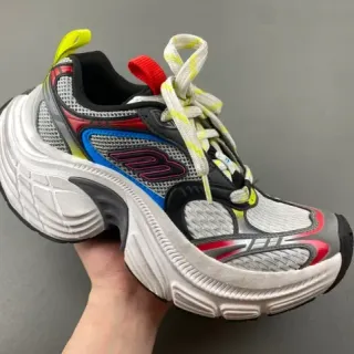 Skechers White Multicolor Midsole Mesh And Synthetic Overlay Construction Chunky Sneakers