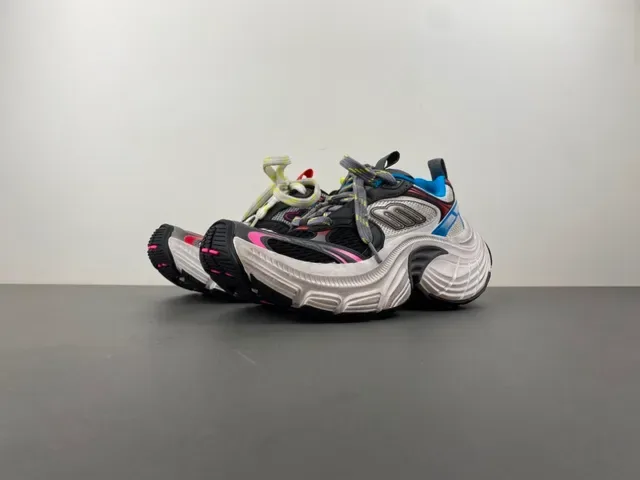Skechers White Multicolor Midsole Mesh And Synthetic Overlay Construction Chunky Sneakers 10