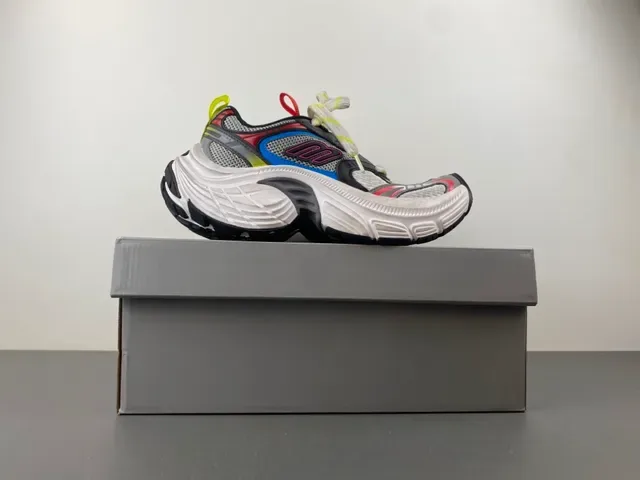 Skechers White Multicolor Midsole Mesh And Synthetic Overlay Construction Chunky Sneakers 15