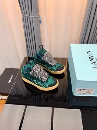 Teal Geometric Pattern Laceless Platform Sneakers 2