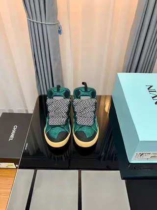 Teal Geometric Pattern Laceless Platform Sneakers 3