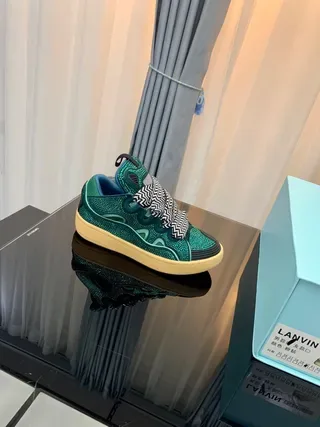 Teal Geometric Pattern Laceless Platform Sneakers 4