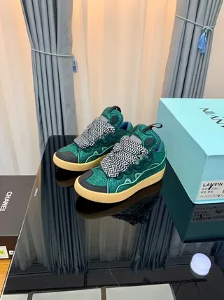 Teal Geometric Pattern Laceless Platform Sneakers 8