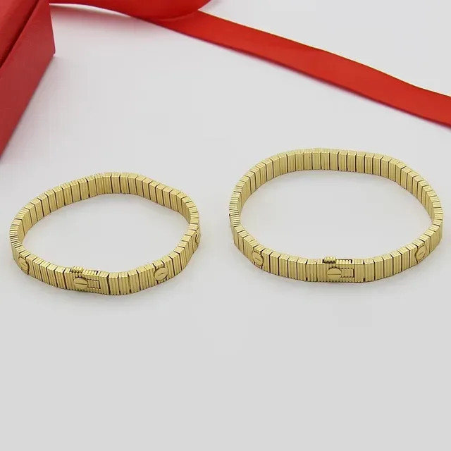Three-Tone Screw-Head Articulated Metal Bracelets 5