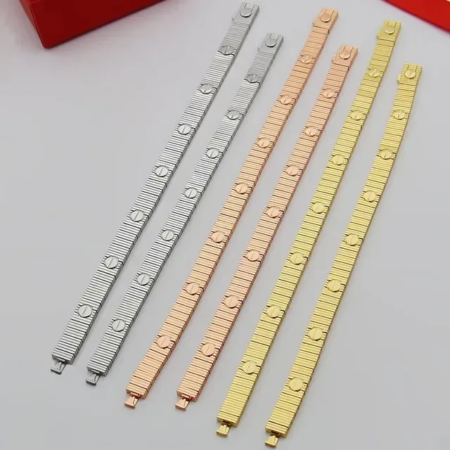 Three-Tone Screw-Head Articulated Metal Bracelets 8