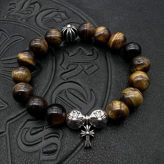 Tiger's Eye and Silver-Tone Beaded Bracelet 6
