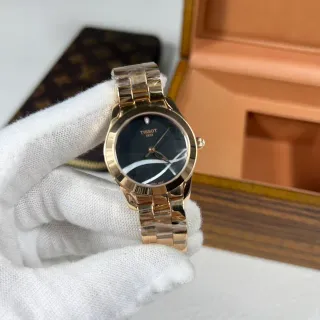 Tissot Gold Black Stainless Steel Dial Quartz Watch