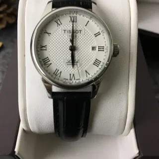 Tissot Le Locle Automatic White Guilloché Dial Black Leather Strap Mechanical Watch