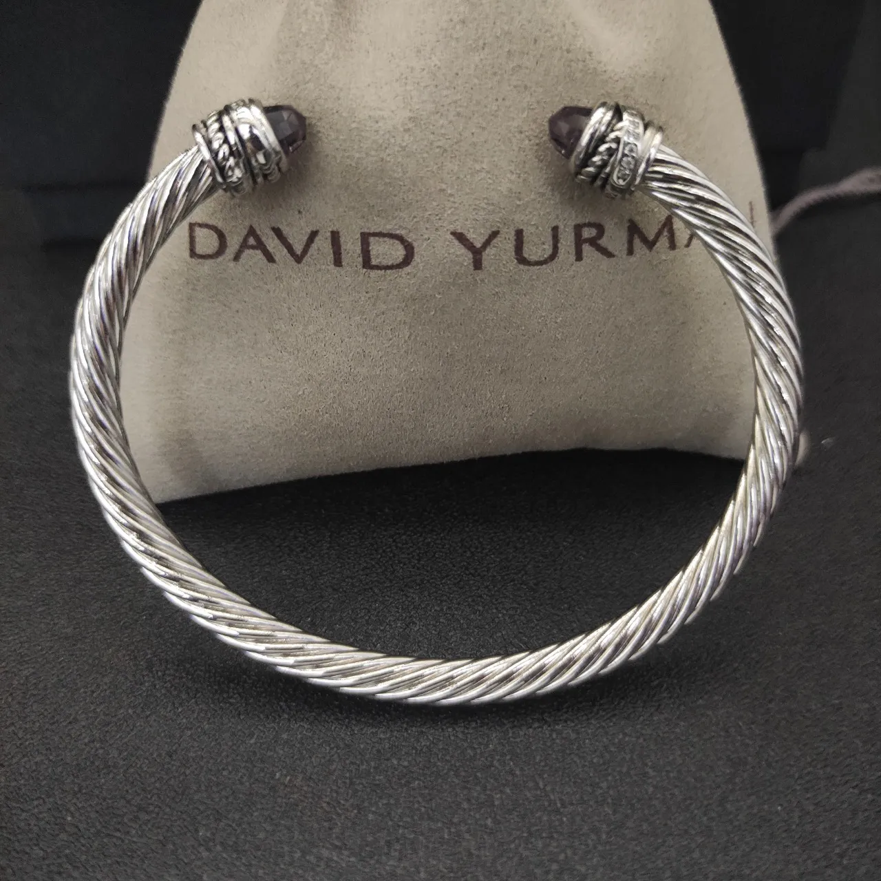 Twisted Cable Gemstone-Tipped Open Cuff Bracelet 8