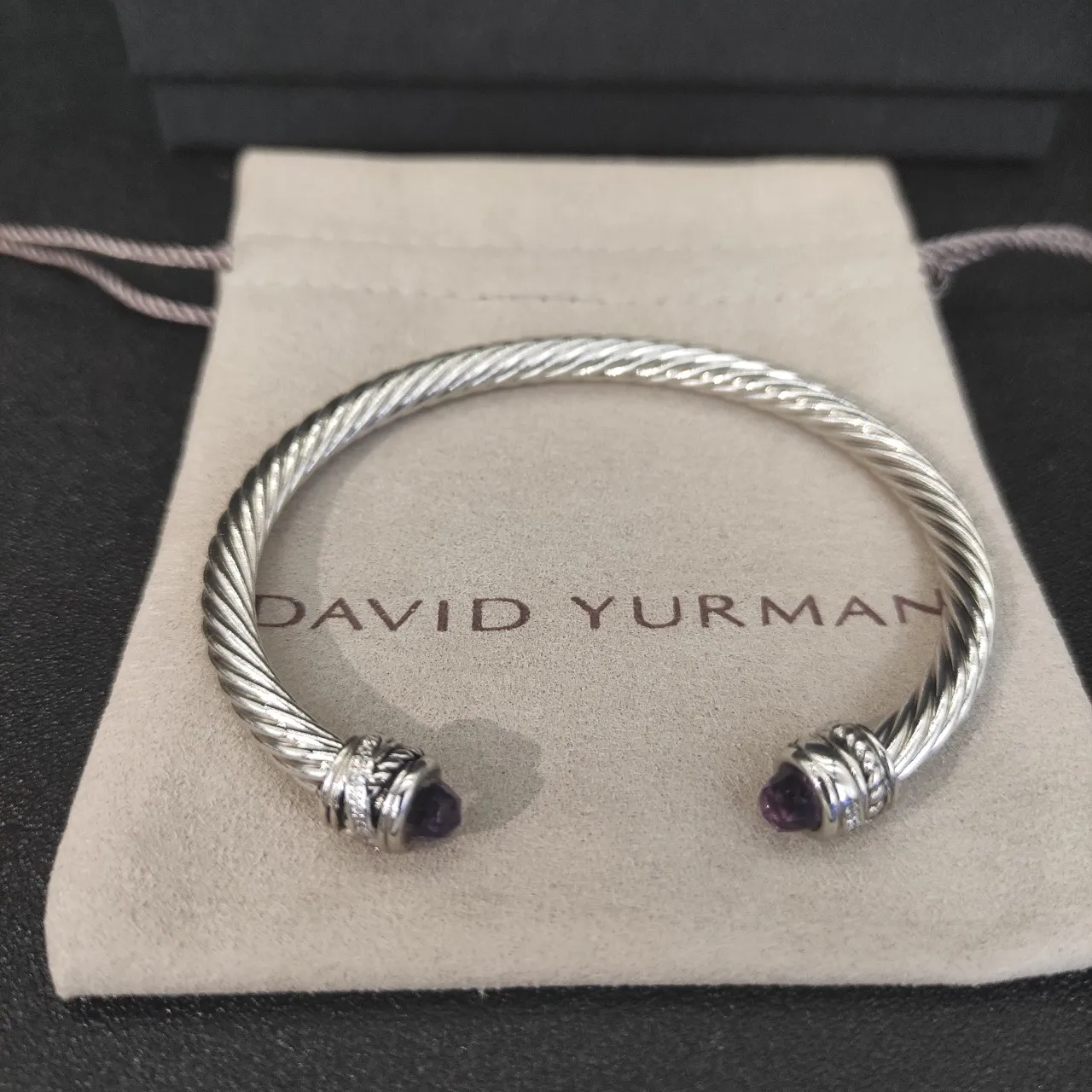 Twisted Cable Gemstone-Tipped Open Cuff Bracelet 9
