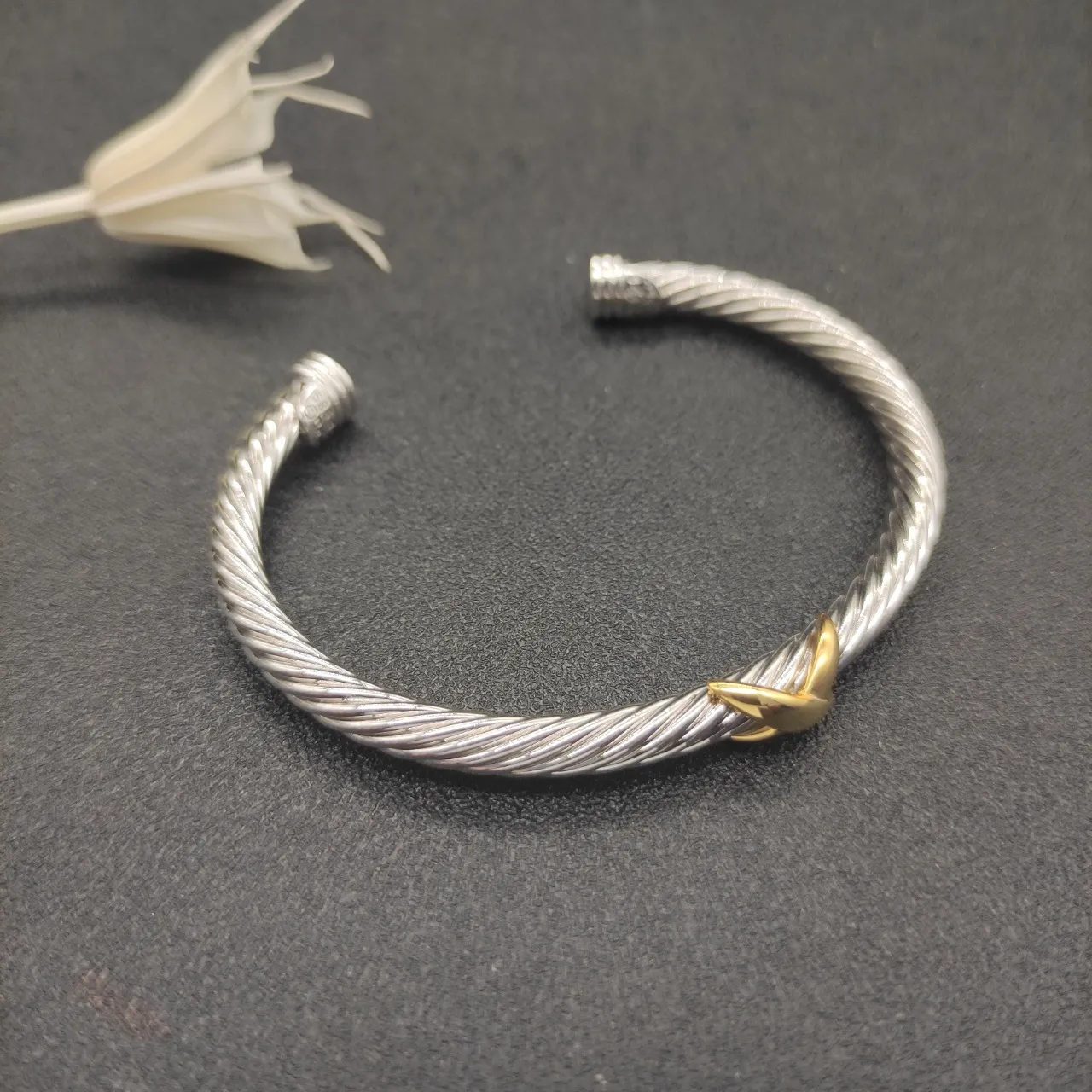 Twisted Cable Two-Tone V-Accent Bracelet 5