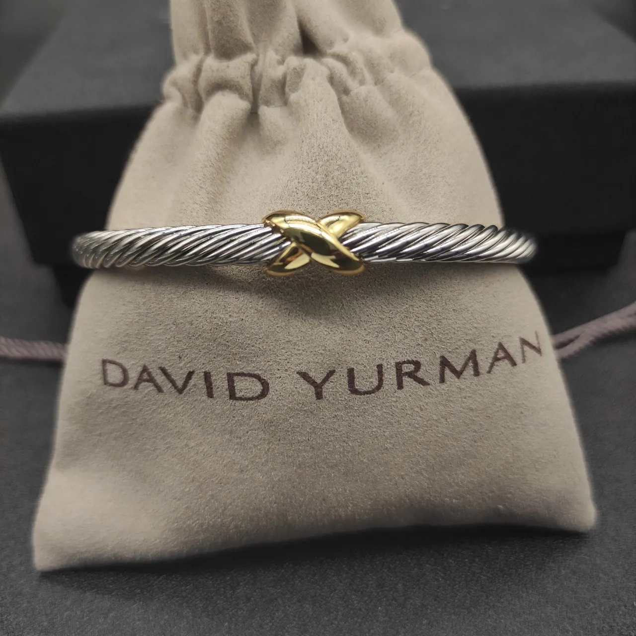 Twisted Cable Two-Tone V-Accent Bracelet 6