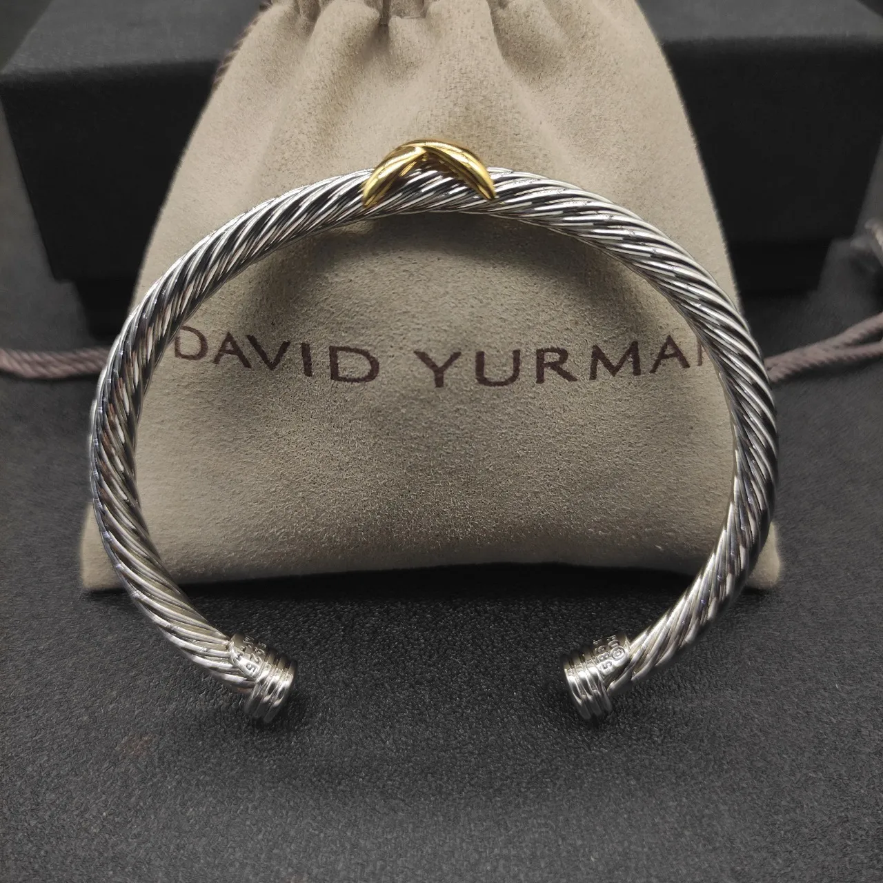 Twisted Cable Two-Tone V-Accent Bracelet 7