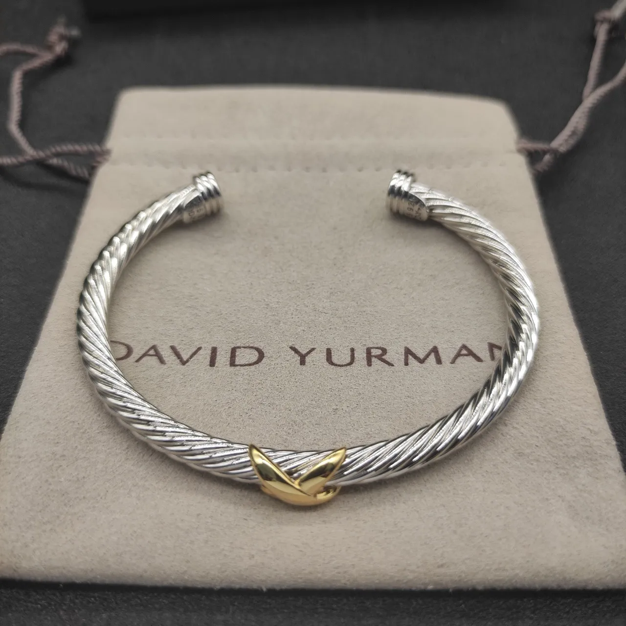 Twisted Cable Two-Tone V-Accent Bracelet 9