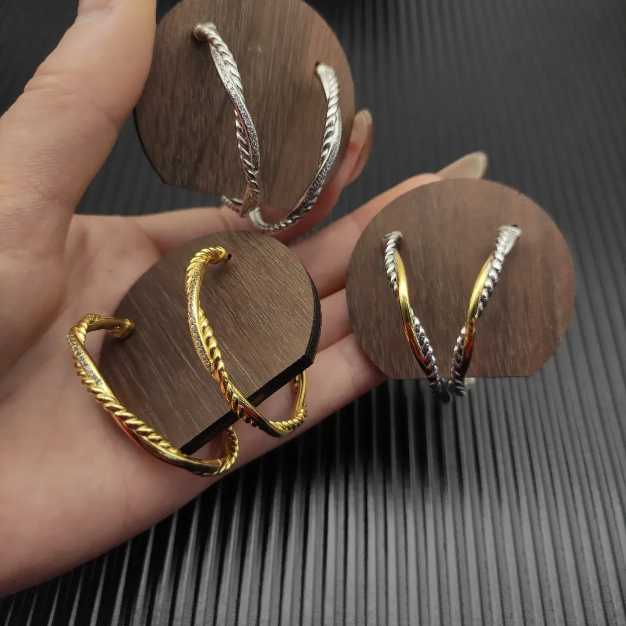 Twisted Rope Pavé Hoop Earrings 4