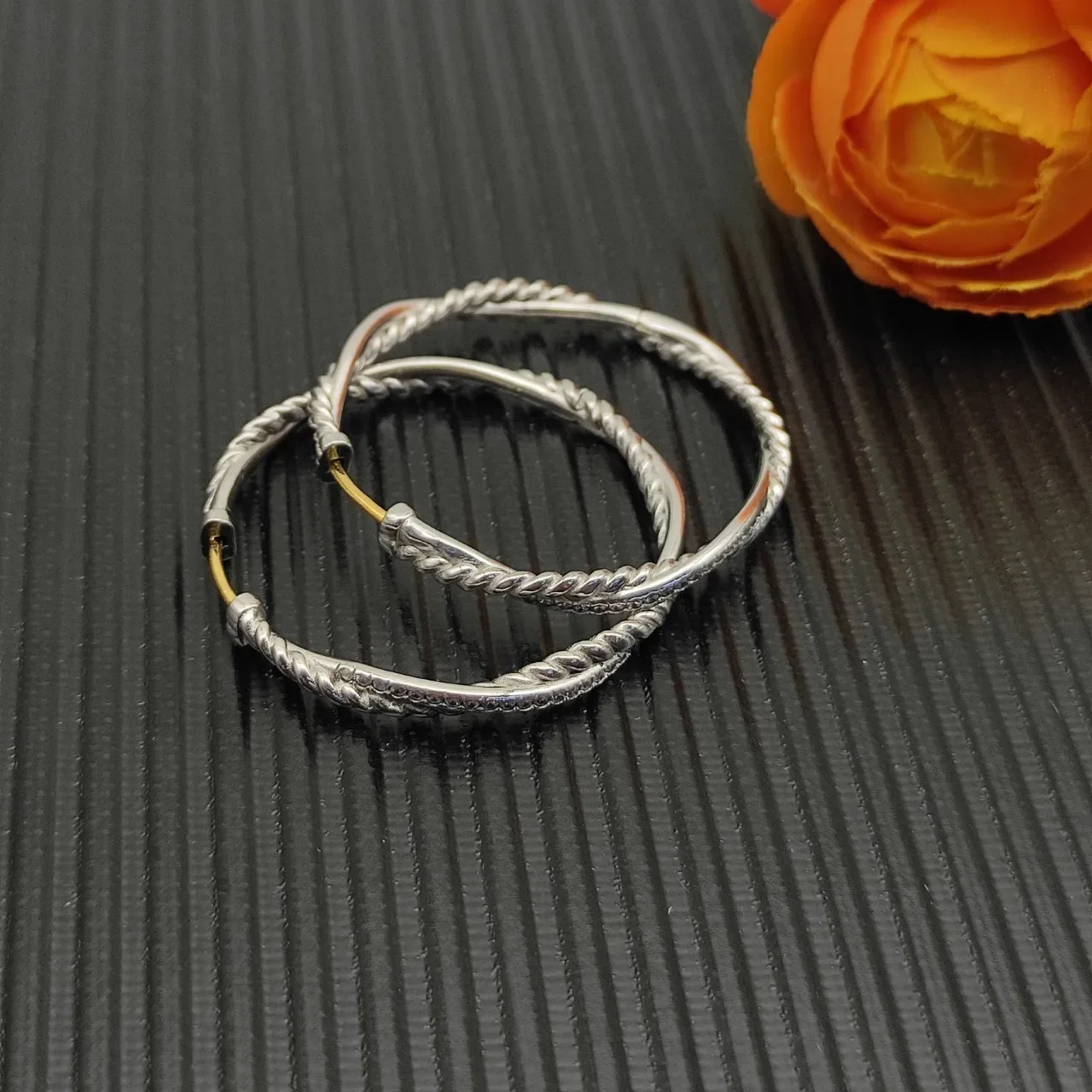 Twisted Rope Pavé Hoop Earrings 8