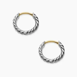 Twisted Rope Two-Tone Hinged Hoop Earrings