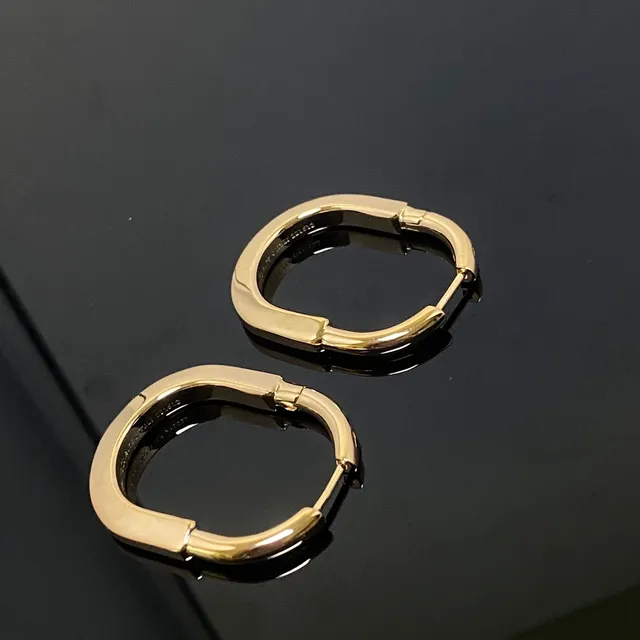 Two-Tone Gold and Silver Hinged Oval Hoop Earrings 2