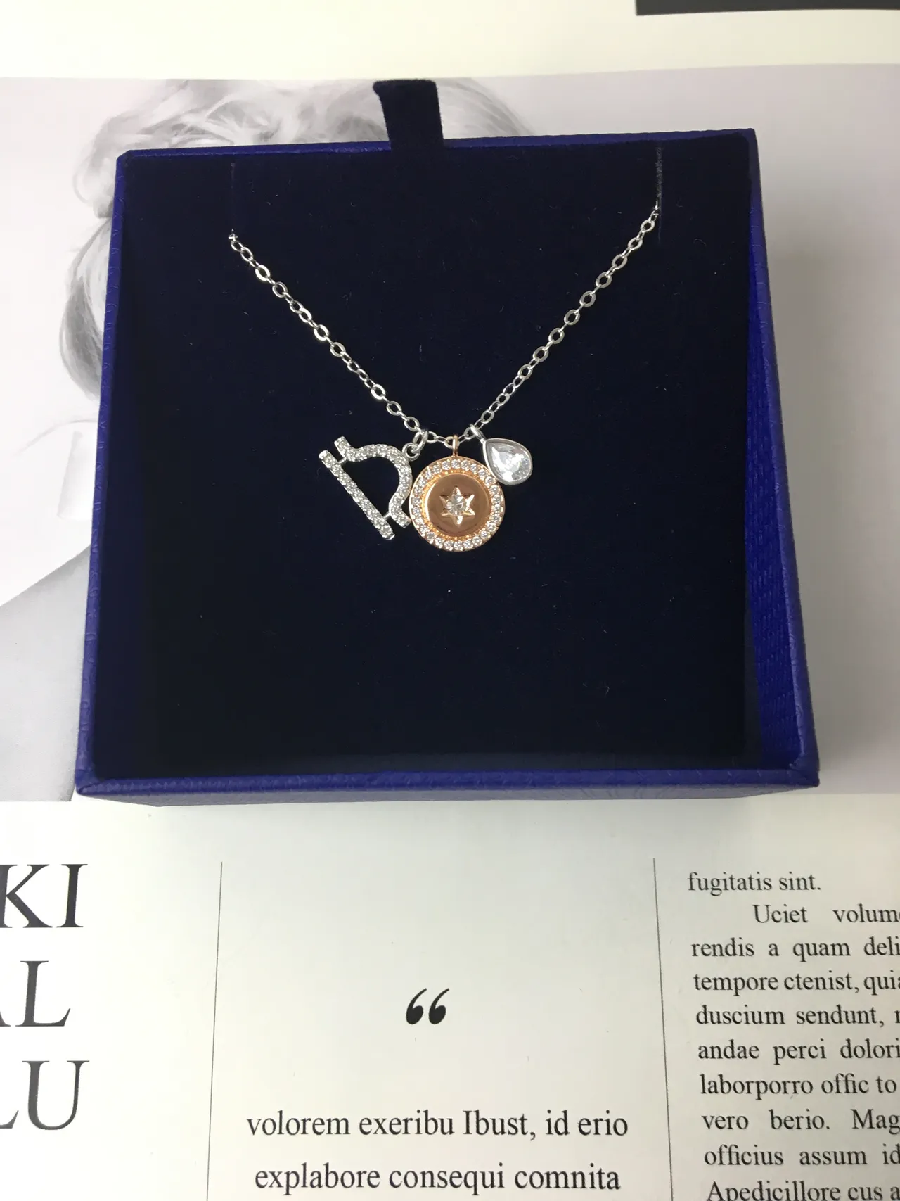 Two-Tone Pavé Star Charm Pendant Necklace 3
