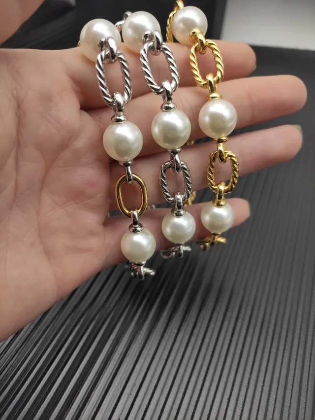 Two-Tone Pearl and Twisted Rope Link Bracelet 4