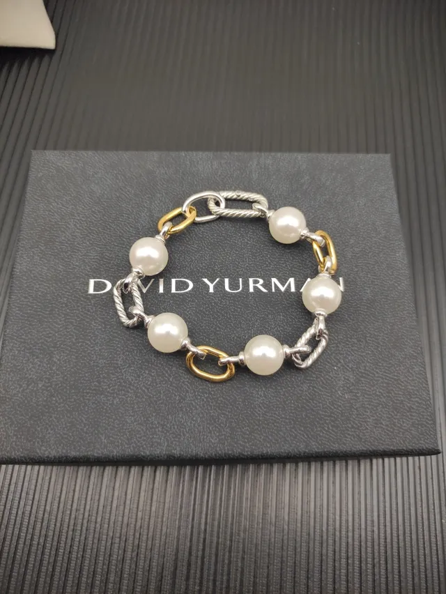 Two-Tone Pearl and Twisted Rope Link Bracelet 9