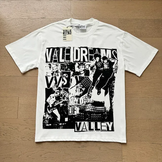 Vale White Black Graphic Print Distressed Typography T-Shirt 5