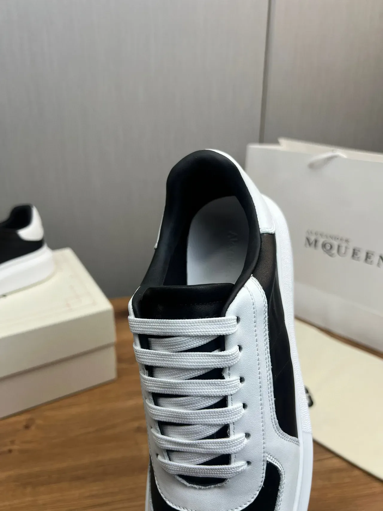 White and Black Color-Blocked Platform Low-Top Sneakers 2