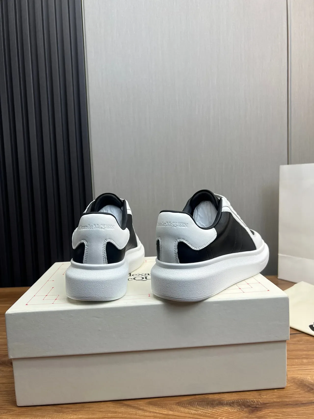 White and Black Color-Blocked Platform Low-Top Sneakers 6