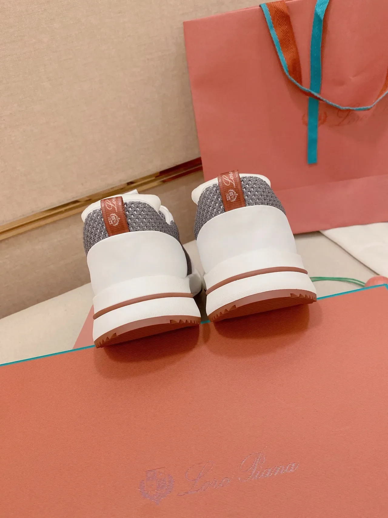 White and Gray Knit Color-Blocked Lifestyle Sneaker 2