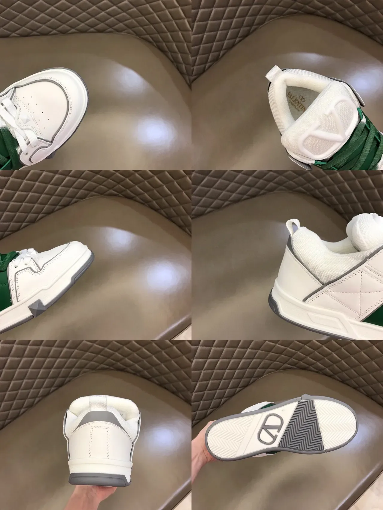 White and Green Layered Panel Lifestyle Sneaker 9