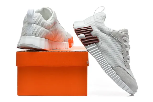 White and Orange Geometric Accent Lifestyle Sneakers 13