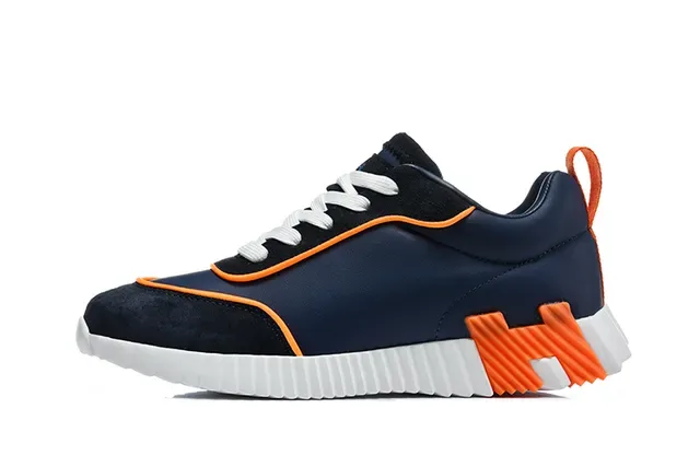 White and Orange Geometric Accent Lifestyle Sneakers 18