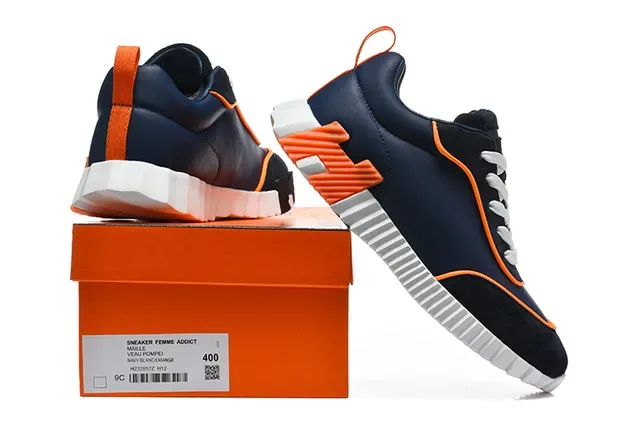 White and Orange Geometric Accent Lifestyle Sneakers 19