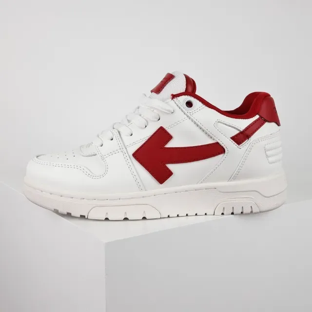 White and Red Arrow-Side Panel Lifestyle Sneakers 9
