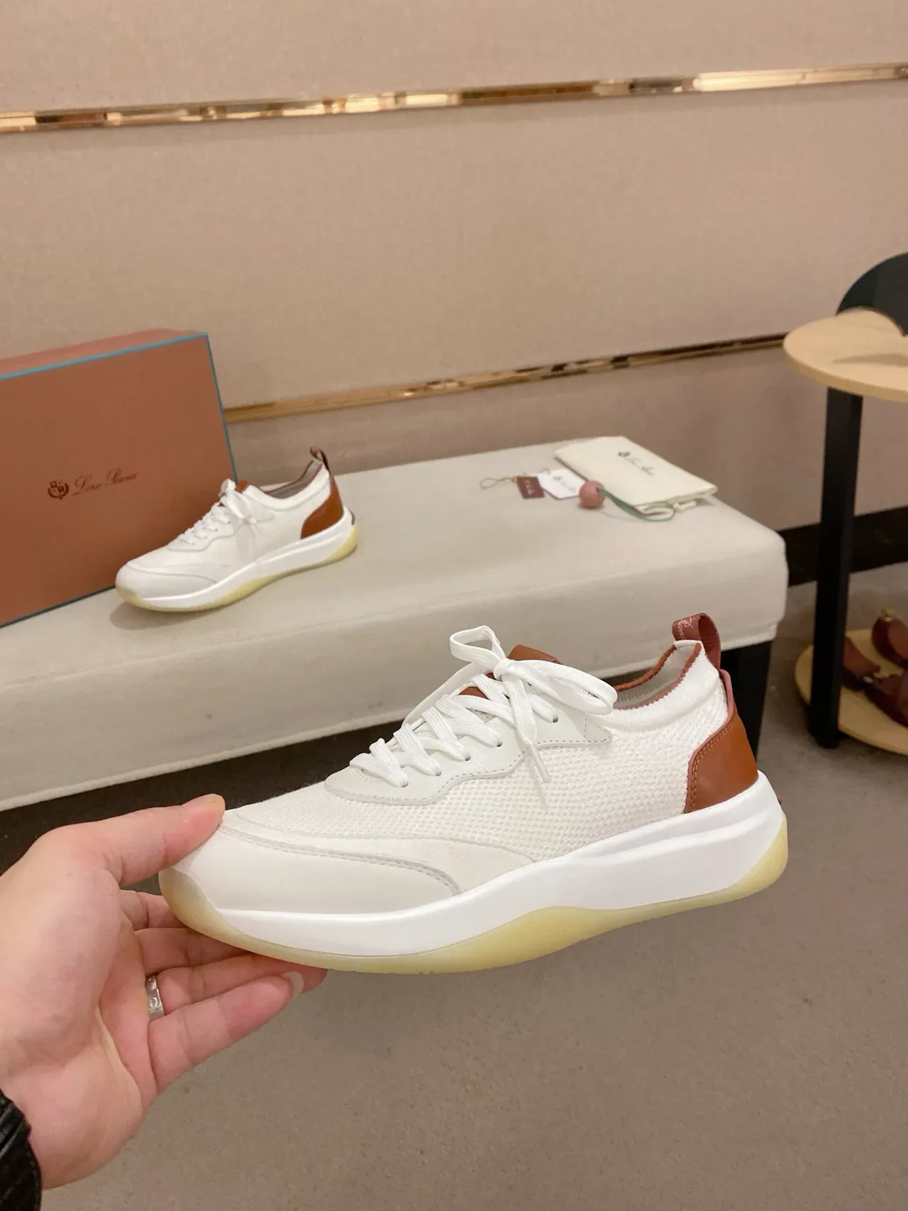 White and Tan Contrast Heel Lifestyle Sneaker 3
