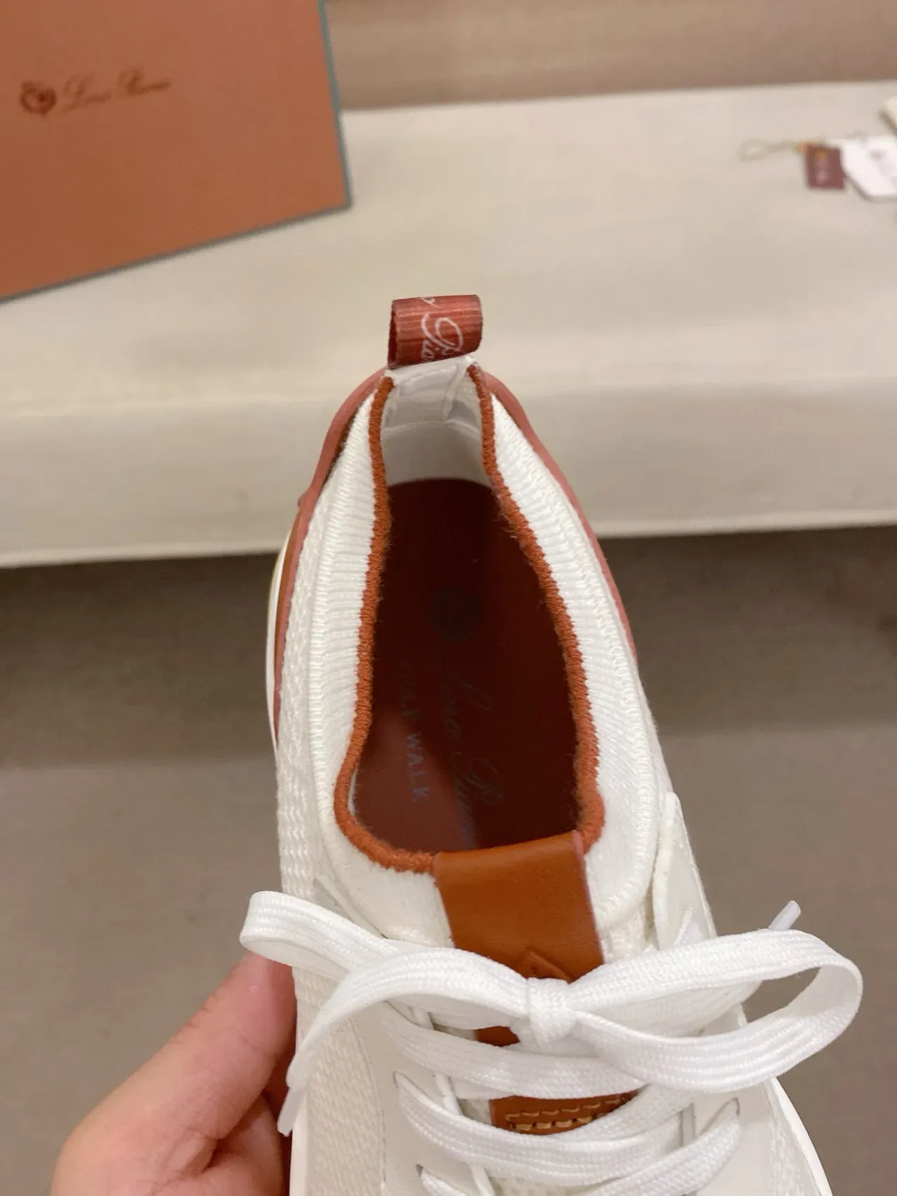 White and Tan Contrast Heel Lifestyle Sneaker 5